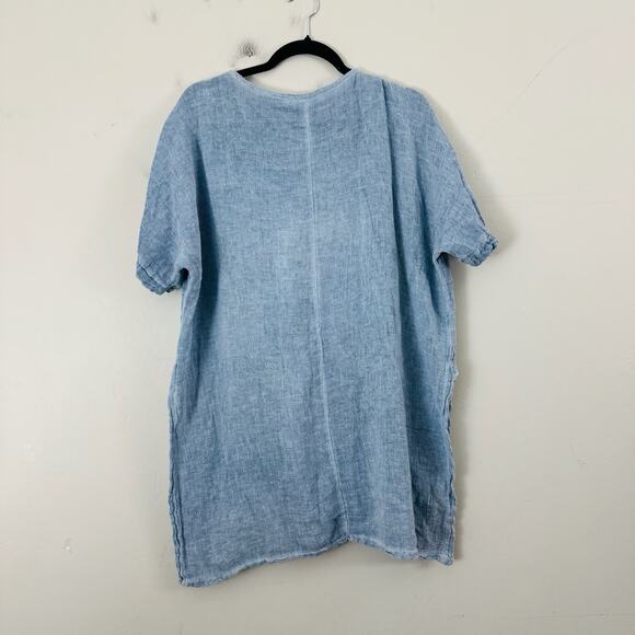 Blue Linen Blend Short Sleeve Tunic Women’s Size XL - Picture 5 of 6